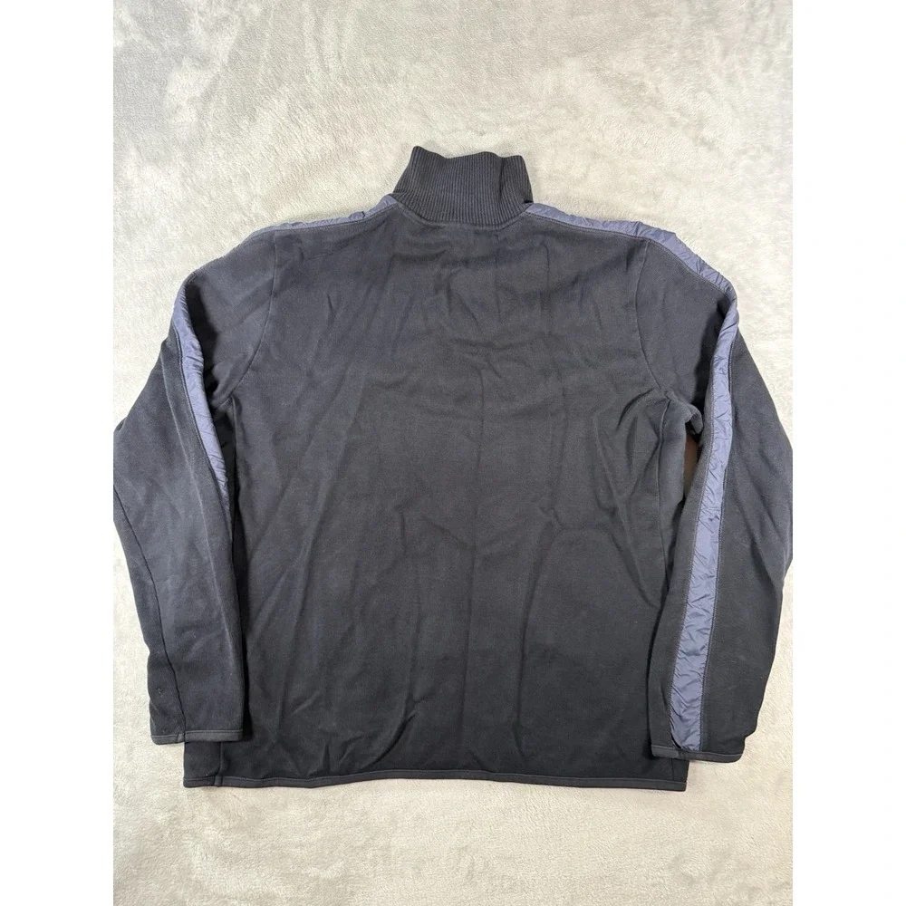 Boss Hugo Boss Sweater Mens XL Black Blue Mock Neck 1/4 Zip Pullover
